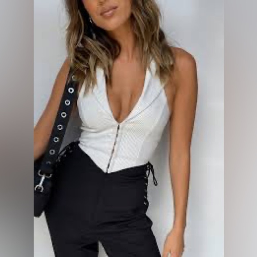 Princess Polly Western Faux Leather Halter Top